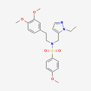 molecular formula C23H29N3O5S B4746618 N-[2-(3,4-dimethoxyphenyl)ethyl]-N-[(1-ethyl-1H-pyrazol-5-yl)methyl]-4-methoxybenzenesulfonamide 