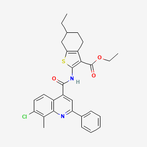 ethyl 2-{[(7-chloro-8-methyl-2-phenyl-4-quinolinyl)carbonyl]amino}-6-ethyl-4,5,6,7-tetrahydro-1-benzothiophene-3-carboxylate