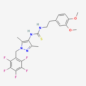molecular formula C23H23F5N4O2S B4746634 N-[2-(3,4-dimethoxyphenyl)ethyl]-N'-[3,5-dimethyl-1-(pentafluorobenzyl)-1H-pyrazol-4-yl]thiourea 