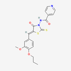molecular formula C20H19N3O4S2 B4746655 N-[5-(3-methoxy-4-propoxybenzylidene)-4-oxo-2-thioxo-1,3-thiazolidin-3-yl]isonicotinamide 