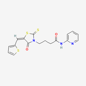molecular formula C17H15N3O2S3 B4746661 4-[4-oxo-5-(2-thienylmethylene)-2-thioxo-1,3-thiazolidin-3-yl]-N-2-pyridinylbutanamide 
