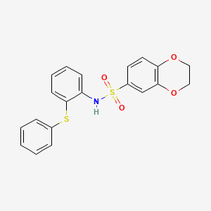 molecular formula C20H17NO4S2 B4746719 N-[2-(phenylthio)phenyl]-2,3-dihydro-1,4-benzodioxine-6-sulfonamide 