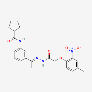molecular formula C23H26N4O5 B4746730 N-(3-{N-[(4-methyl-2-nitrophenoxy)acetyl]ethanehydrazonoyl}phenyl)cyclopentanecarboxamide 
