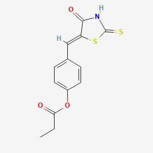 molecular formula C13H11NO3S2 B4746773 4-[(4-oxo-2-thioxo-1,3-thiazolidin-5-ylidene)methyl]phenyl propionate 