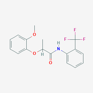 molecular formula C17H16F3NO3 B4746791 2-(2-methoxyphenoxy)-N-[2-(trifluoromethyl)phenyl]propanamide 