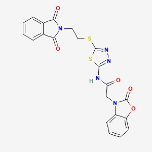 molecular formula C21H15N5O5S2 B4746793 N-(5-{[2-(1,3-dioxo-1,3-dihydro-2H-isoindol-2-yl)ethyl]thio}-1,3,4-thiadiazol-2-yl)-2-(2-oxo-1,3-benzoxazol-3(2H)-yl)acetamide 
