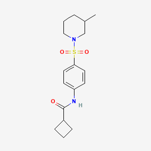 molecular formula C17H24N2O3S B4746802 N-{4-[(3-methyl-1-piperidinyl)sulfonyl]phenyl}cyclobutanecarboxamide 