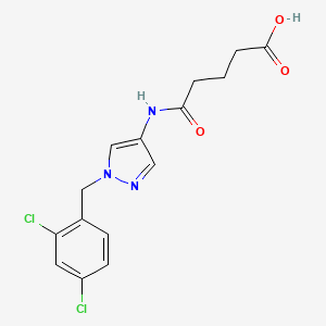 molecular formula C15H15Cl2N3O3 B4746809 5-{[1-(2,4-dichlorobenzyl)-1H-pyrazol-4-yl]amino}-5-oxopentanoic acid 