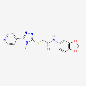 molecular formula C17H15N5O3S B4746838 N-1,3-benzodioxol-5-yl-2-{[4-methyl-5-(4-pyridinyl)-4H-1,2,4-triazol-3-yl]thio}acetamide 