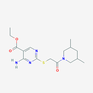 ethyl 4-amino-2-{[2-(3,5-dimethyl-1-piperidinyl)-2-oxoethyl]thio}-5-pyrimidinecarboxylate