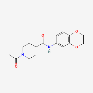 molecular formula C16H20N2O4 B4746881 1-acetyl-N-(2,3-dihydro-1,4-benzodioxin-6-yl)-4-piperidinecarboxamide 