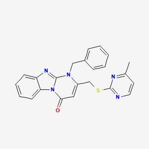 molecular formula C23H19N5OS B4746892 1-benzyl-2-{[(4-methyl-2-pyrimidinyl)thio]methyl}pyrimido[1,2-a]benzimidazol-4(1H)-one 