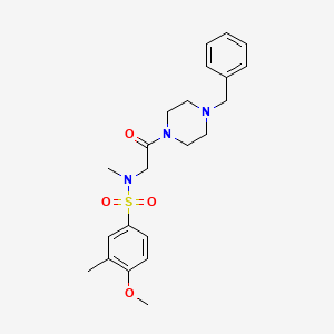 molecular formula C22H29N3O4S B4746926 N-[2-(4-benzyl-1-piperazinyl)-2-oxoethyl]-4-methoxy-N,3-dimethylbenzenesulfonamide 
