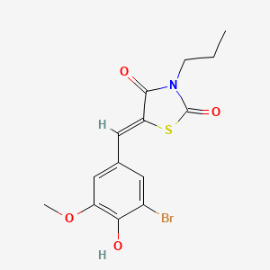 molecular formula C14H14BrNO4S B4746934 5-(3-bromo-4-hydroxy-5-methoxybenzylidene)-3-propyl-1,3-thiazolidine-2,4-dione 