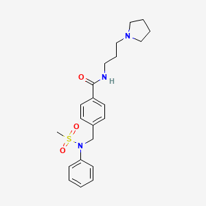 molecular formula C22H29N3O3S B4746940 4-{[(methylsulfonyl)(phenyl)amino]methyl}-N-[3-(1-pyrrolidinyl)propyl]benzamide 