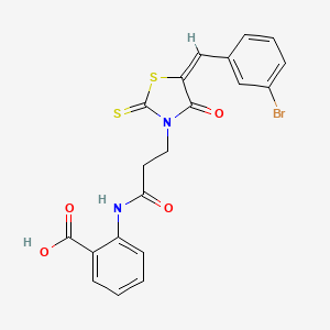molecular formula C20H15BrN2O4S2 B4746945 2-({3-[5-(3-bromobenzylidene)-4-oxo-2-thioxo-1,3-thiazolidin-3-yl]propanoyl}amino)benzoic acid 