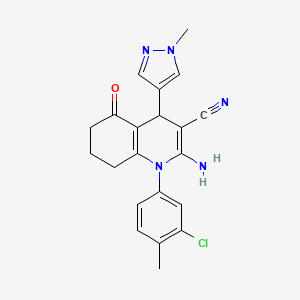 molecular formula C21H20ClN5O B4746984 2-amino-1-(3-chloro-4-methylphenyl)-4-(1-methyl-1H-pyrazol-4-yl)-5-oxo-1,4,5,6,7,8-hexahydro-3-quinolinecarbonitrile 