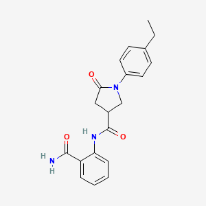 molecular formula C20H21N3O3 B4747047 N-[2-(aminocarbonyl)phenyl]-1-(4-ethylphenyl)-5-oxo-3-pyrrolidinecarboxamide 