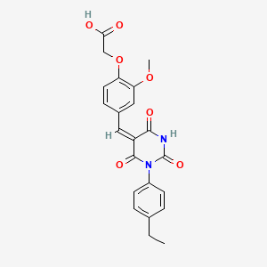 molecular formula C22H20N2O7 B4747072 (4-{[1-(4-ethylphenyl)-2,4,6-trioxotetrahydro-5(2H)-pyrimidinylidene]methyl}-2-methoxyphenoxy)acetic acid 