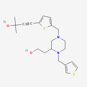 molecular formula C21H28N2O2S2 B4747093 4-(5-{[3-(2-hydroxyethyl)-4-(3-thienylmethyl)-1-piperazinyl]methyl}-2-thienyl)-2-methyl-3-butyn-2-ol 