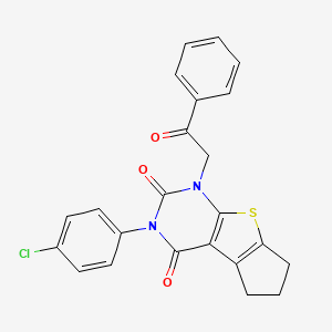 molecular formula C23H17ClN2O3S B4747126 3-(4-chlorophenyl)-1-(2-oxo-2-phenylethyl)-1,5,6,7-tetrahydro-2H-cyclopenta[4,5]thieno[2,3-d]pyrimidine-2,4(3H)-dione 