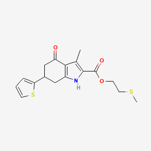 molecular formula C17H19NO3S2 B4747133 2-(methylthio)ethyl 3-methyl-4-oxo-6-(2-thienyl)-4,5,6,7-tetrahydro-1H-indole-2-carboxylate 