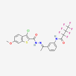 molecular formula C22H15ClF7N3O3S B4747140 N-(3-{N-[(3-chloro-6-methoxy-1-benzothien-2-yl)carbonyl]ethanehydrazonoyl}phenyl)-2,2,3,3,4,4,4-heptafluorobutanamide 