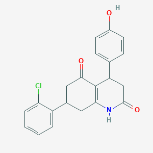 molecular formula C21H18ClNO3 B4747141 7-(2-chlorophenyl)-4-(4-hydroxyphenyl)-4,6,7,8-tetrahydro-2,5(1H,3H)-quinolinedione 