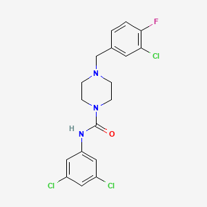 molecular formula C18H17Cl3FN3O B4747148 4-(3-chloro-4-fluorobenzyl)-N-(3,5-dichlorophenyl)-1-piperazinecarboxamide 
