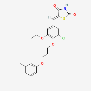 molecular formula C23H24ClNO5S B4747172 5-{3-chloro-4-[3-(3,5-dimethylphenoxy)propoxy]-5-ethoxybenzylidene}-1,3-thiazolidine-2,4-dione 
