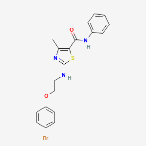 molecular formula C19H18BrN3O2S B4747179 2-{[2-(4-bromophenoxy)ethyl]amino}-4-methyl-N-phenyl-1,3-thiazole-5-carboxamide 