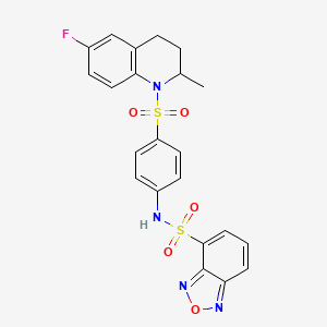 molecular formula C22H19FN4O5S2 B4747199 N-{4-[(6-fluoro-2-methyl-3,4-dihydro-1(2H)-quinolinyl)sulfonyl]phenyl}-2,1,3-benzoxadiazole-4-sulfonamide 