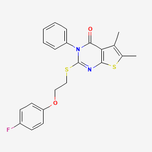 molecular formula C22H19FN2O2S2 B4747214 2-{[2-(4-fluorophenoxy)ethyl]thio}-5,6-dimethyl-3-phenylthieno[2,3-d]pyrimidin-4(3H)-one 