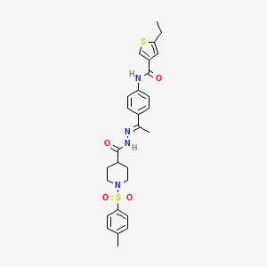 molecular formula C28H32N4O4S2 B4747232 5-ethyl-N-{4-[N-({1-[(4-methylphenyl)sulfonyl]-4-piperidinyl}carbonyl)ethanehydrazonoyl]phenyl}-3-thiophenecarboxamide 