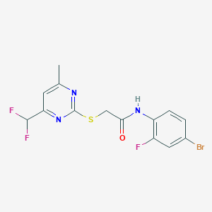 molecular formula C14H11BrF3N3OS B4747236 N-(4-bromo-2-fluorophenyl)-2-{[4-(difluoromethyl)-6-methyl-2-pyrimidinyl]thio}acetamide 