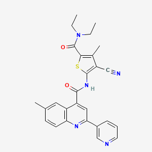 molecular formula C27H25N5O2S B4747251 N-{3-cyano-5-[(diethylamino)carbonyl]-4-methyl-2-thienyl}-6-methyl-2-(3-pyridinyl)-4-quinolinecarboxamide 