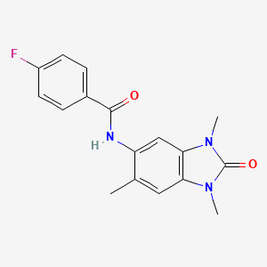 molecular formula C17H16FN3O2 B4747330 4-fluoro-N-(1,3,6-trimethyl-2-oxo-2,3-dihydro-1H-benzimidazol-5-yl)benzamide 