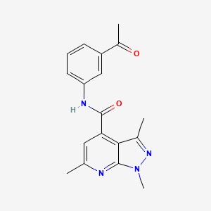 molecular formula C18H18N4O2 B4747338 N-(3-acetylphenyl)-1,3,6-trimethyl-1H-pyrazolo[3,4-b]pyridine-4-carboxamide 