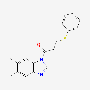 molecular formula C18H18N2OS B4747362 5,6-dimethyl-1-[3-(phenylthio)propanoyl]-1H-benzimidazole 