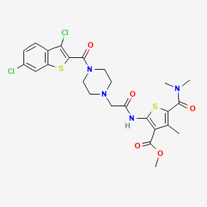 molecular formula C25H26Cl2N4O5S2 B4747379 methyl 2-[({4-[(3,6-dichloro-1-benzothien-2-yl)carbonyl]-1-piperazinyl}acetyl)amino]-5-[(dimethylamino)carbonyl]-4-methyl-3-thiophenecarboxylate 