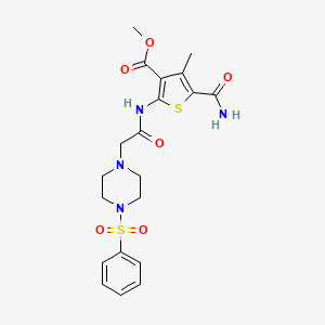 molecular formula C20H24N4O6S2 B4747383 methyl 5-(aminocarbonyl)-4-methyl-2-({[4-(phenylsulfonyl)-1-piperazinyl]acetyl}amino)-3-thiophenecarboxylate CAS No. 883546-67-6