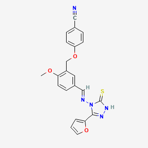 molecular formula C22H17N5O3S B4747413 4-{[5-({[3-(2-furyl)-5-mercapto-4H-1,2,4-triazol-4-yl]imino}methyl)-2-methoxybenzyl]oxy}benzonitrile 