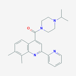 molecular formula C24H28N4O B4747414 4-[(4-isopropyl-1-piperazinyl)carbonyl]-7,8-dimethyl-2-(2-pyridinyl)quinoline 