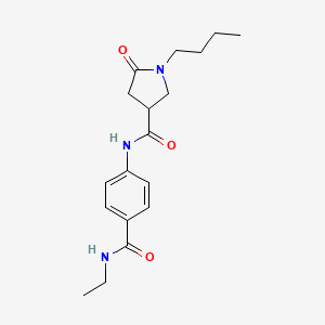 molecular formula C18H25N3O3 B4747434 1-butyl-N-{4-[(ethylamino)carbonyl]phenyl}-5-oxo-3-pyrrolidinecarboxamide 