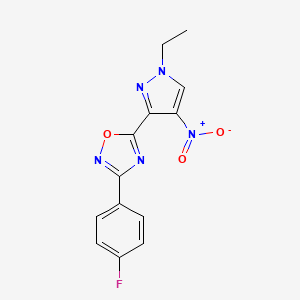molecular formula C13H10FN5O3 B4747451 5-(1-ethyl-4-nitro-1H-pyrazol-3-yl)-3-(4-fluorophenyl)-1,2,4-oxadiazole 