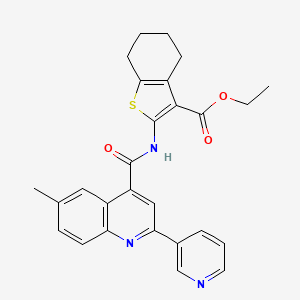 molecular formula C27H25N3O3S B4747460 ethyl 2-({[6-methyl-2-(3-pyridinyl)-4-quinolinyl]carbonyl}amino)-4,5,6,7-tetrahydro-1-benzothiophene-3-carboxylate 