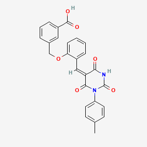 3-[(2-{[1-(4-methylphenyl)-2,4,6-trioxotetrahydro-5(2H)-pyrimidinylidene]methyl}phenoxy)methyl]benzoic acid