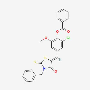 molecular formula C25H18ClNO4S2 B4747527 4-[(3-benzyl-4-oxo-2-thioxo-1,3-thiazolidin-5-ylidene)methyl]-2-chloro-6-methoxyphenyl benzoate 