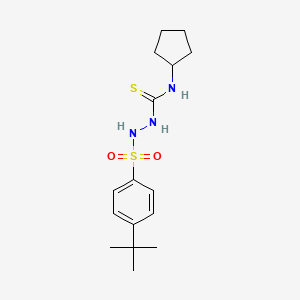 molecular formula C16H25N3O2S2 B4747537 2-[(4-tert-butylphenyl)sulfonyl]-N-cyclopentylhydrazinecarbothioamide 