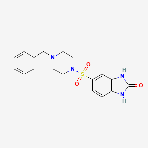 molecular formula C18H20N4O3S B4747544 5-[(4-benzyl-1-piperazinyl)sulfonyl]-1,3-dihydro-2H-benzimidazol-2-one 
